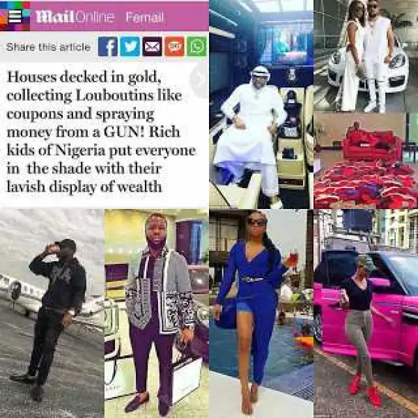 Dailymail UK lists E-Money, Huddah Monroe, AKA, Davido, Mochedda, as "Rich Kids of Nigeria"